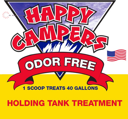 Happy Campers RV Toilet Treatment 18 - Extra Strength Odor Eliminator for Black and Gray Holding Tanks - RVPowerEssentials.com 