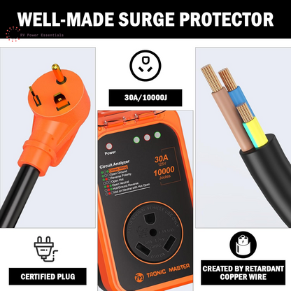 30A/50A RV Surge Protector with LED Circuit Analyzer