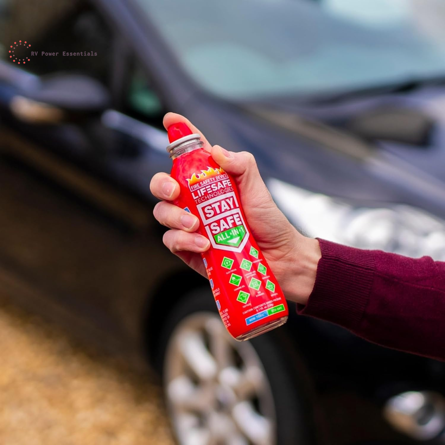 LifeSafe Technologies StaySafe All-In-1 Portable Fire Extinguisher Spray | Compact, Non-Toxic Fire Spray for Home, Kitchen, RV & Garage | Extinguishes 10 Types of Fires Safely