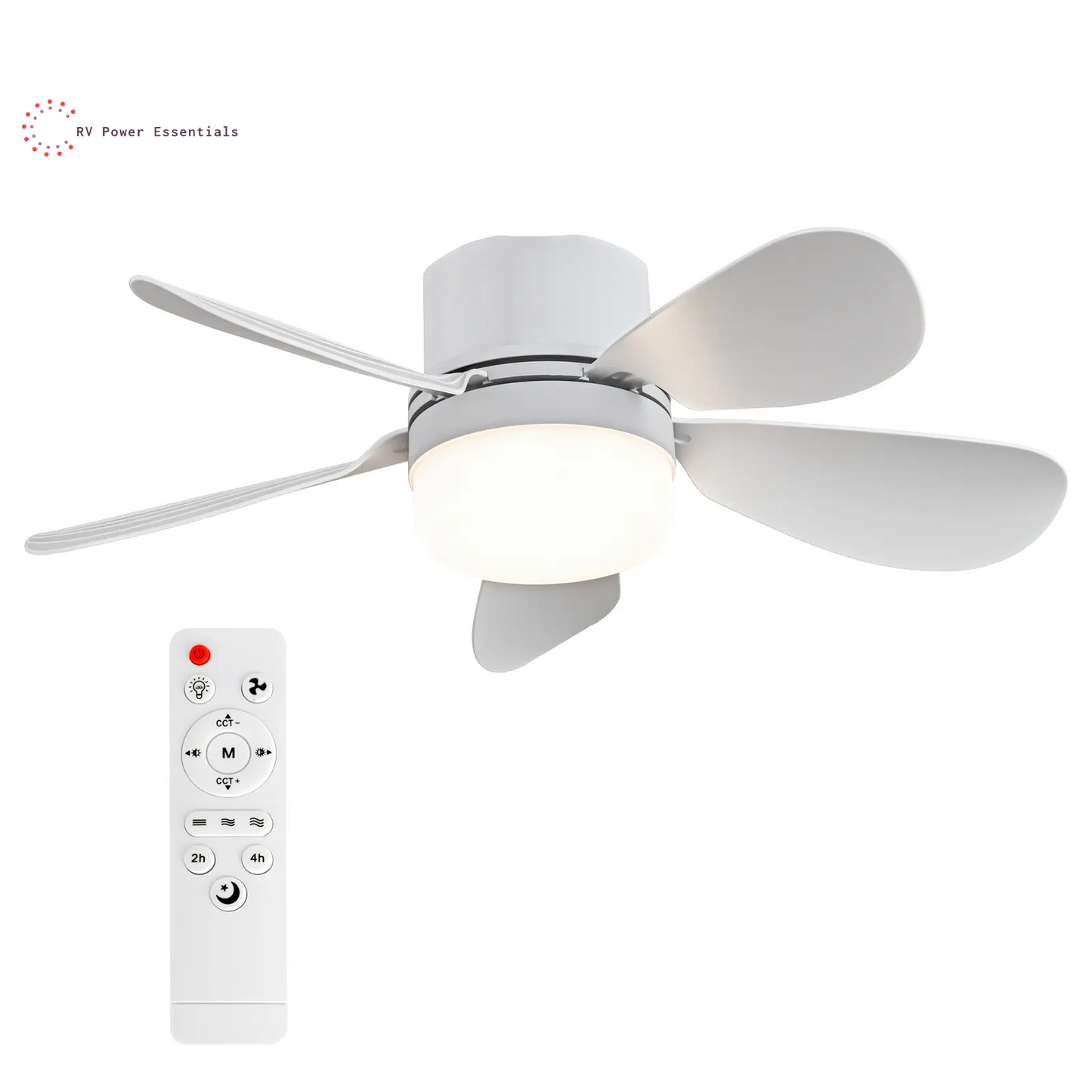 Screw-In RV Socket Fan Light with Remote — E26/E27 Dimmable Ceiling Fan, 1000 Lumens