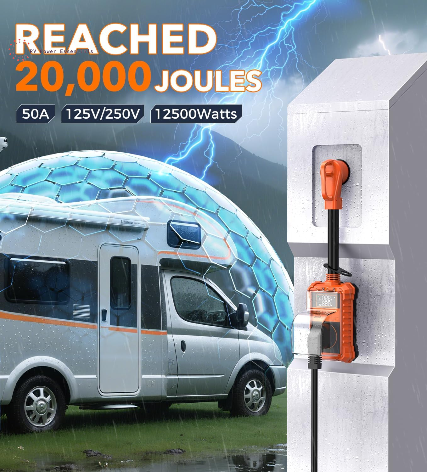 30A/50A High-Joule RV Surge Protector with LED Circuit Analyzer