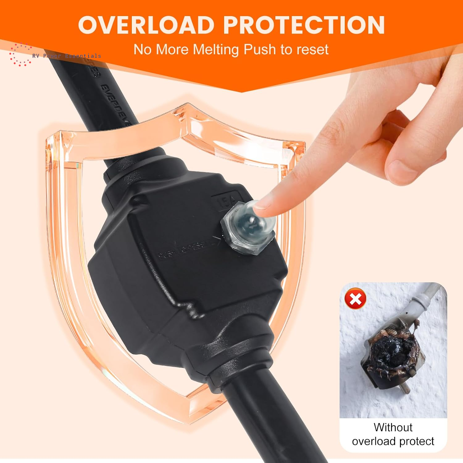 30A to 50A RV Adapter Cord with Circuit Breaker and LED Indicator