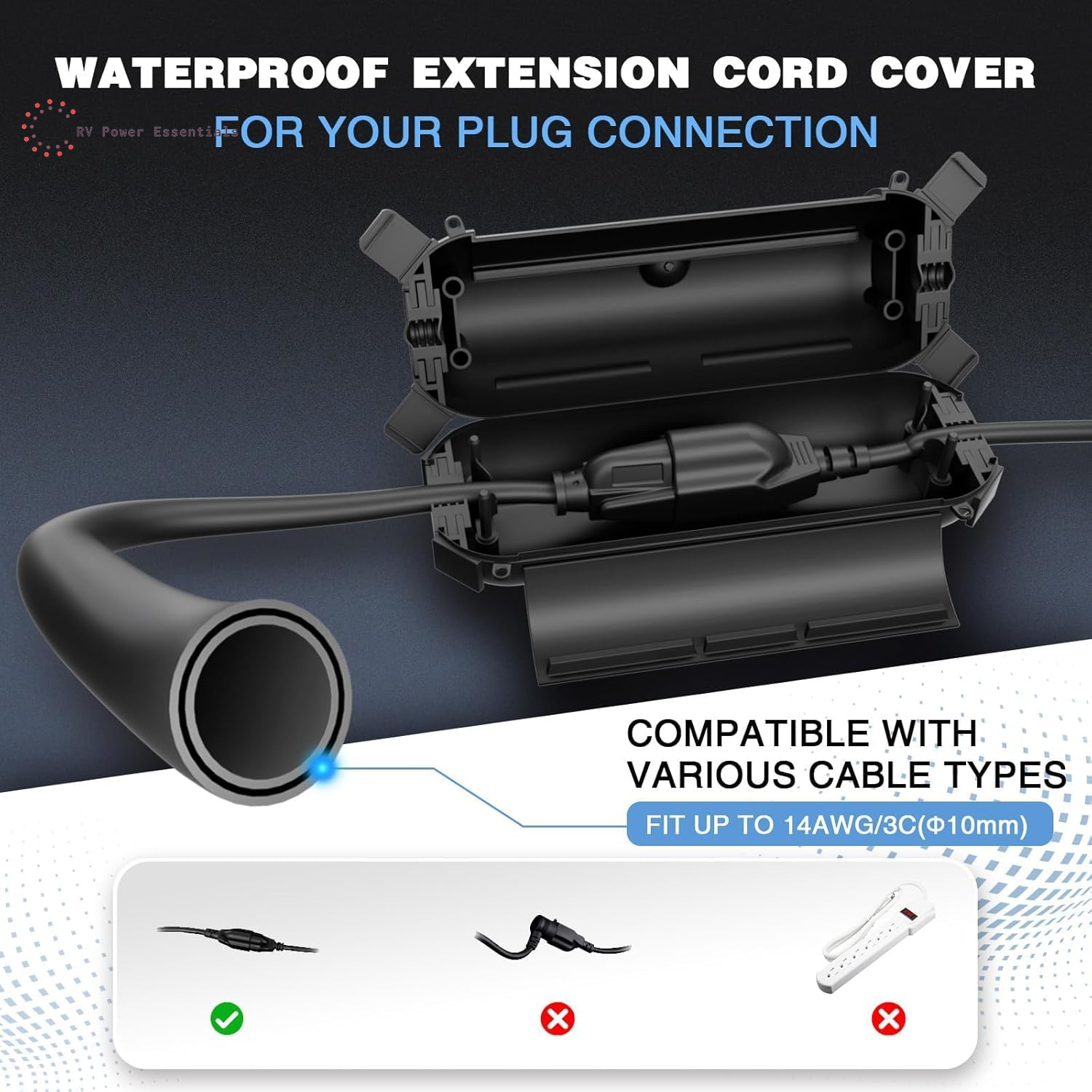 Flemoon Outdoor Waterproof Extension Cord Safety Cover [3/6/9 Pack] – Heavy-Duty Weatherproof Plug & Outlet Protector for RVs, Outdoor Power & Holiday Lighting