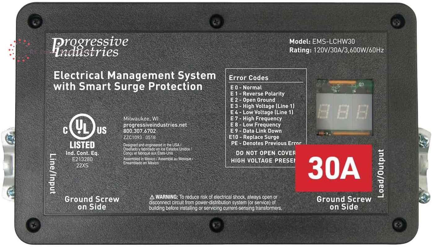 Progressive Industries SSP-30XL Portable RV Smart Surge Protector, Black, 30 Amp