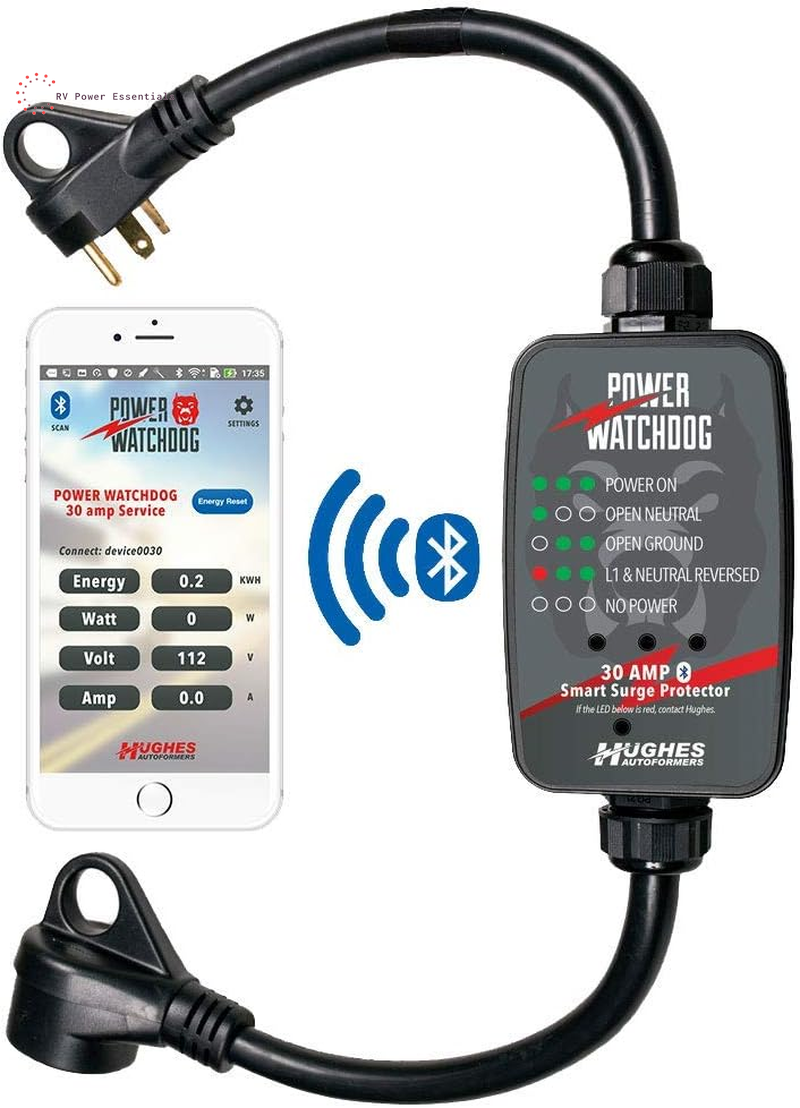 Power Watchdog PWD30, Bluetooth Surge Protector, 30 Amp, Portable, 14 Inch