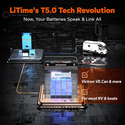 LiTime 12V 100Ah Smart LiFePO4 Battery w/ Bluetooth, 100A BMS & CAN/RS485 – Reliable Power for RVs, Boats, and Off-Grid Adventures (Group 31)