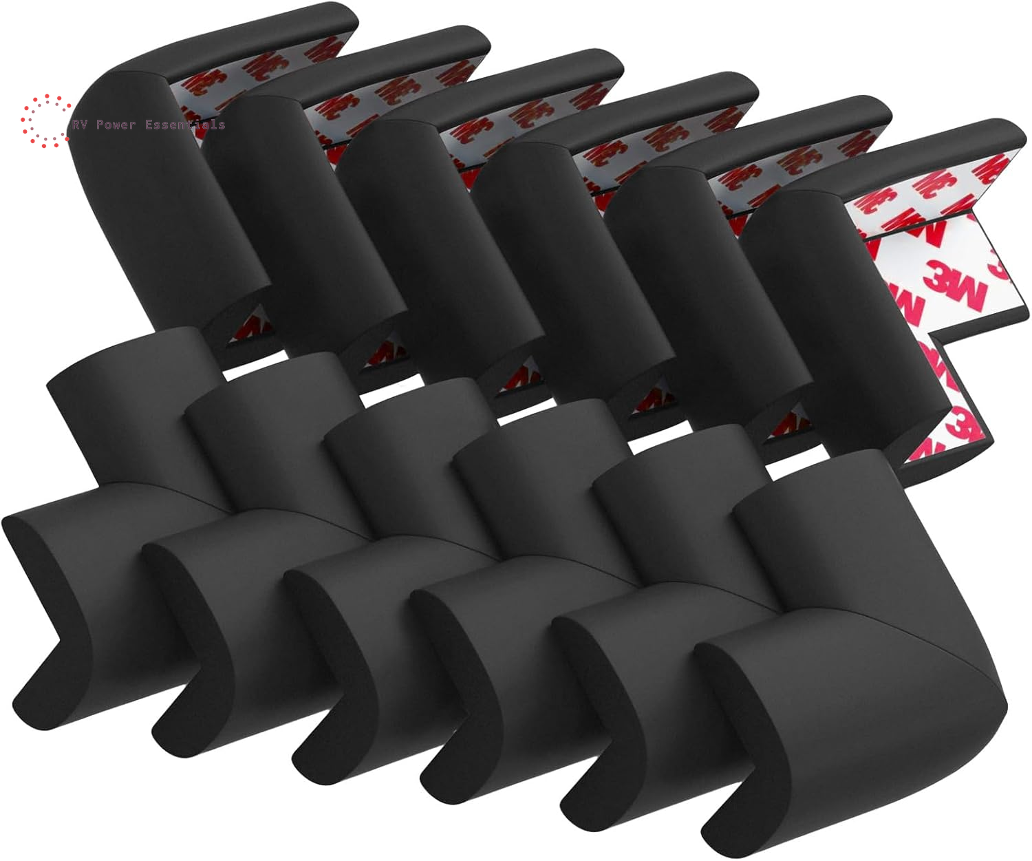 12 Pack Soft Corner Protector Baby Proofing Edge and Corner Guards - Pre-Taped Safety Rubber Corner Covers for Furniture, Fireplace, Stair, Cabinet (Brown) - RV Power Essentials