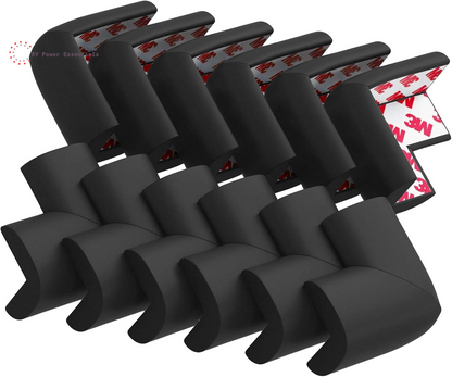 12 Pack Soft Corner Protector Baby Proofing Edge and Corner Guards - Pre-Taped Safety Rubber Corner Covers for Furniture, Fireplace, Stair, Cabinet (Brown) - RV Power Essentials