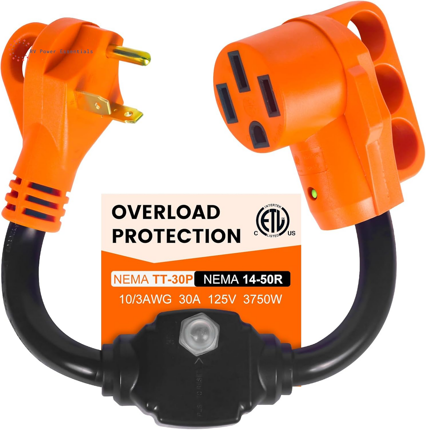 30A to 50A RV Adapter Cord with Circuit Breaker and LED Indicator