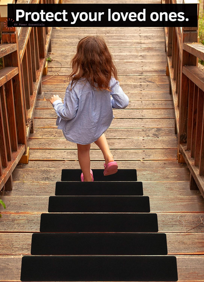  Non-Slip Outdoor Stair Tread Tape (10-Pack) | Heavy-Duty Black Anti-Slip Strips for RV Steps, Decks, and Outdoor Safety