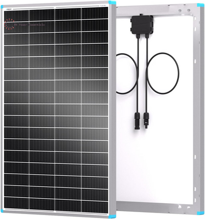 Renogy Solar Panel 100 Watt 12 Volt, High-Efficiency Monocrystalline PV Module Power Charger for RV Marine Rooftop Farm Battery and Other Off-Grid Applications, RNG-100D-SS, Single 100W