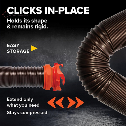 Camco RhinoFLEX 15-Foot RV Sewer Hose Kit with Clear Elbow & 4-in-1 Adapter – Heavy-Duty Flexible RV Dump Hose System