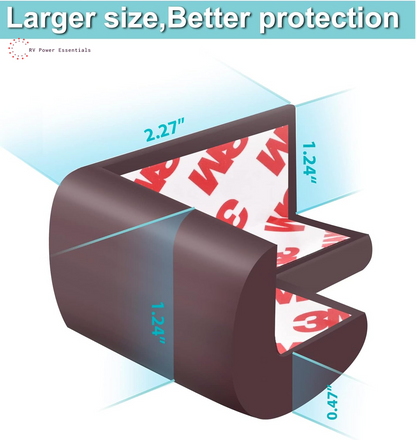 12 Pack Soft Corner Protector Baby Proofing Edge and Corner Guards - Pre-Taped Safety Rubber Corner Covers for Furniture, Fireplace, Stair, Cabinet (Brown) - RV Power Essentials