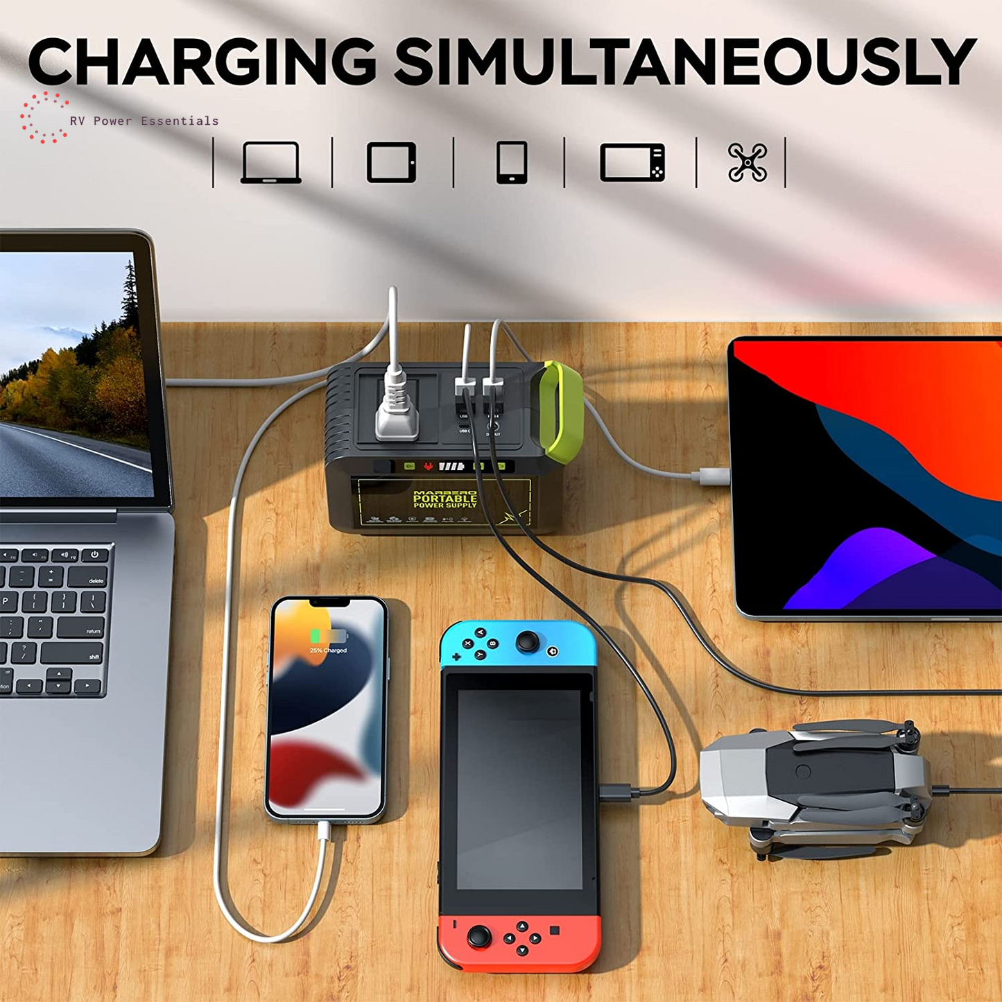 MARBERO Portable Power Station 88Wh - Compact Solar Generator for Outdoor, RV, and Emergency Use - RVPowerEssentials.com 