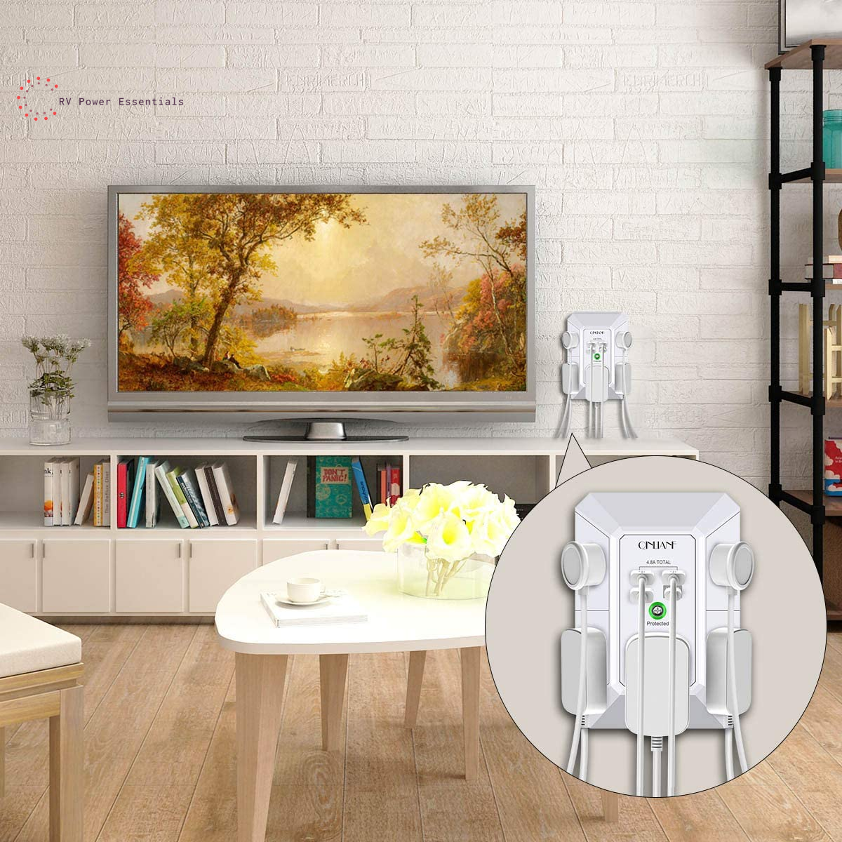 QINLIANF 5-Outlet Surge Protector with 4 USB Ports (4.8A Total), 3-Sided Power Strip, 1680J, Multi Plug Adapter for Home, Travel, Office (3U1C)