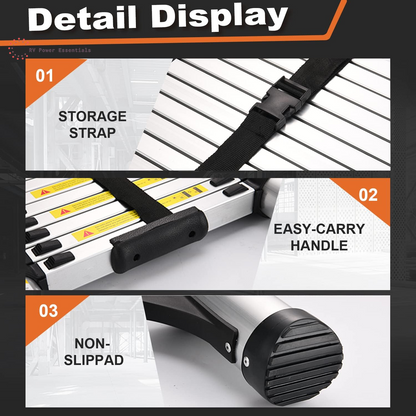 Telescoping Ladder, Soctone 12.5 FT Aluminum Lightweight Extension Ladder with 2 Triangle Stabilizers, Heavy Duty 330Lbs Max Capacity, Multi-Purpose Collapsible Ladder for RV or Outdoor Work