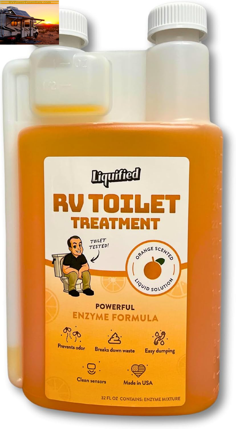 Liquified RV Toilet Treatment - Black Holding Tank Digester - Odor Eliminator - Orange Scent - Matts RV Reviews (Orange, 16Oz)