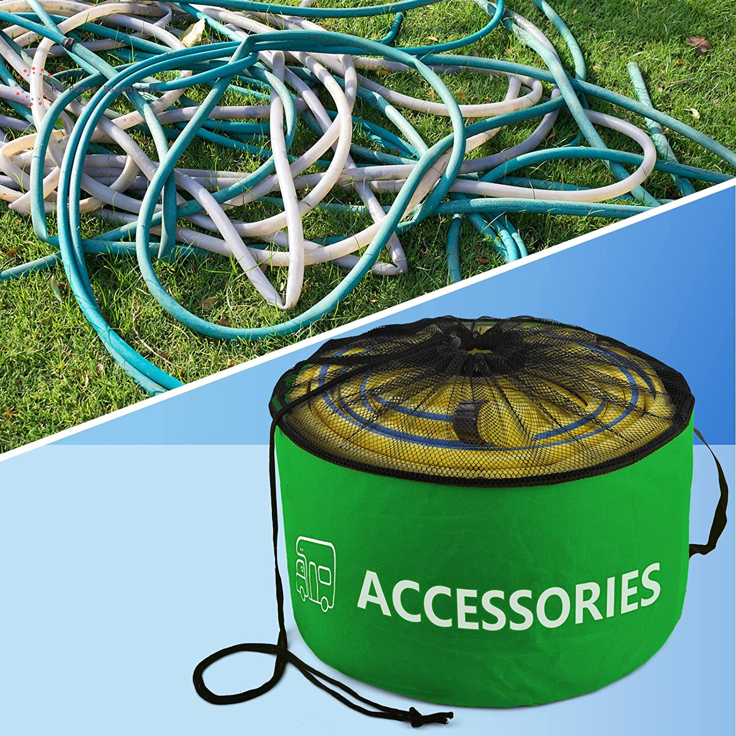 ERKOON 4-Pack Waterproof RV Hose Storage Bags — For Sewer, Fresh Water, Accessories & Power Cords