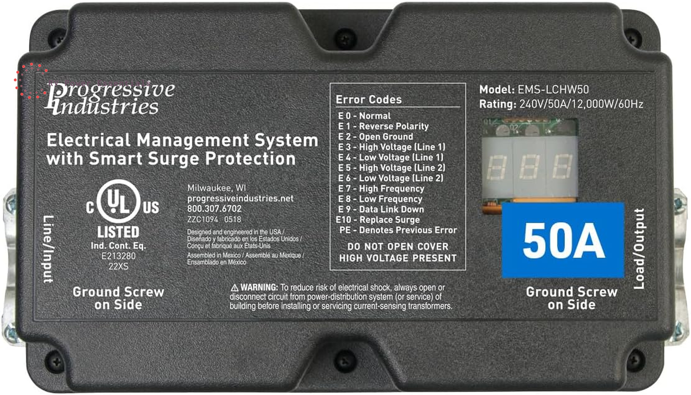 Progressive Industries SSP-30XL Portable RV Smart Surge Protector, Black, 30 Amp
