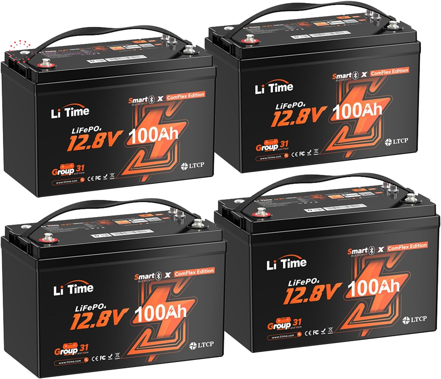 LiTime 12V 100Ah Smart LiFePO4 Battery w/ Bluetooth, 100A BMS & CAN/RS485 – Reliable Power for RVs, Boats, and Off-Grid Adventures (Group 31)