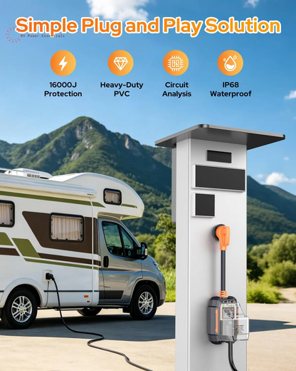 2026 RV Surge Protector 30 Amp 28000 Joules, Larger LED Display，Rv Circuit Analyzer with Smart App & Bluetooth, IP68 RV Adapter Plug for Camper Travel Trailers