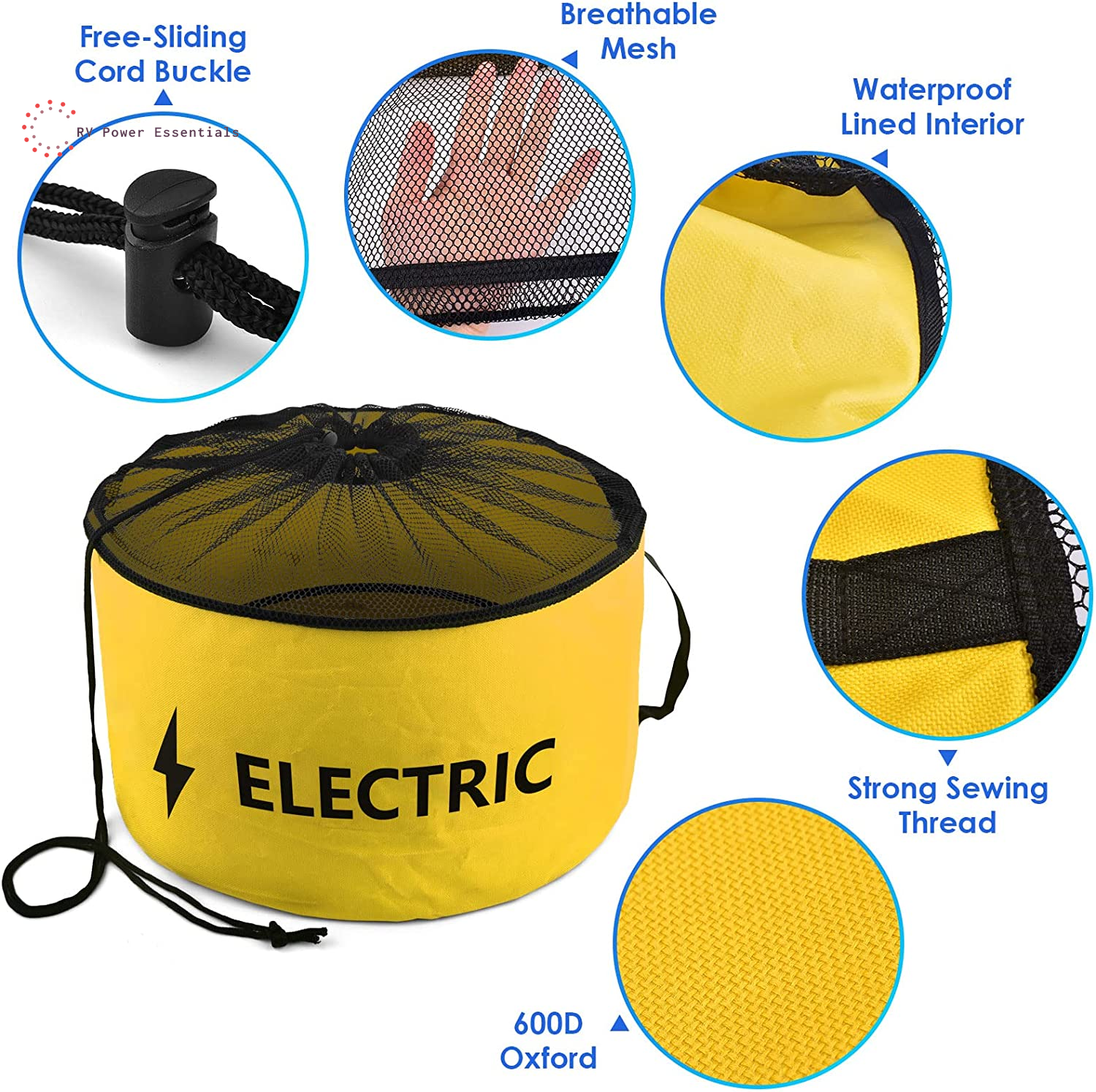 ERKOON 4-Pack Waterproof RV Hose Storage Bags — For Sewer, Fresh Water, Accessories & Power Cords
