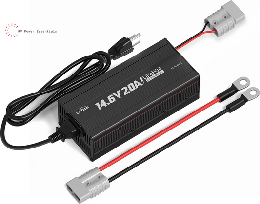 Litime 12V 20A Lithium Battery Charger 14.6V Lifepo4 Battery Charger AC-DC Smart Charger with Anderson Connector LED Indicator Special for Lithium Lifepo4 Deep Cycle Rechargeable Batteries of Boat, RV