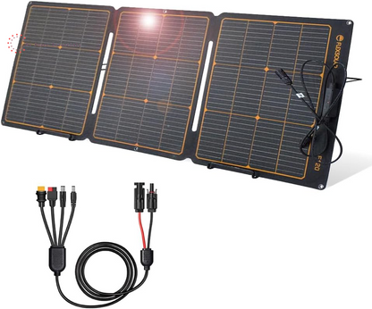 [Upgraded] Flexsolar 60W Portable Solar Panels Chargers QC3.0 USB-A USB-C DC5521 8Mm Output Foldable IP65 Waterproof Power Emergency Camping for Small Power Station Generator Tablets Battery Packs