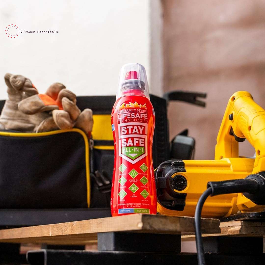 LifeSafe Technologies StaySafe All-In-1 Portable Fire Extinguisher Spray | Compact, Non-Toxic Fire Spray for Home, Kitchen, RV & Garage | Extinguishes 10 Types of Fires Safely