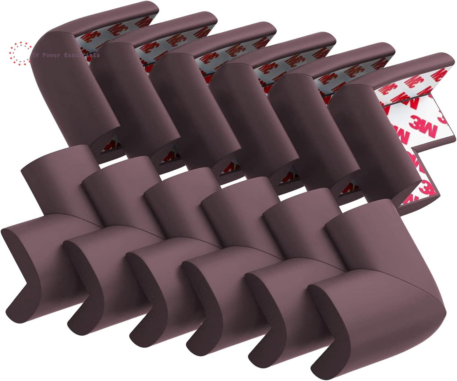 12 Pack Soft Corner Protector Baby Proofing Edge and Corner Guards - Pre-Taped Safety Rubber Corner Covers for Furniture, Fireplace, Stair, Cabinet (Brown) - RV Power Essentials