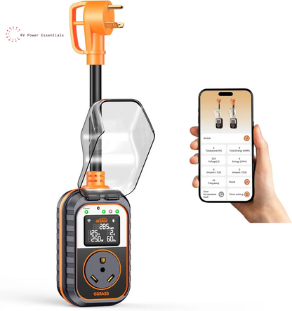 2026 New-Gen RV Surge Protector 30 Amp with Bluetooth & APP, 15000J Circuit Analyzer with Large LED Screen, Real-Time Monitoring, IP68 Waterproof with Protective Cover for RV Camper Travel Trailer