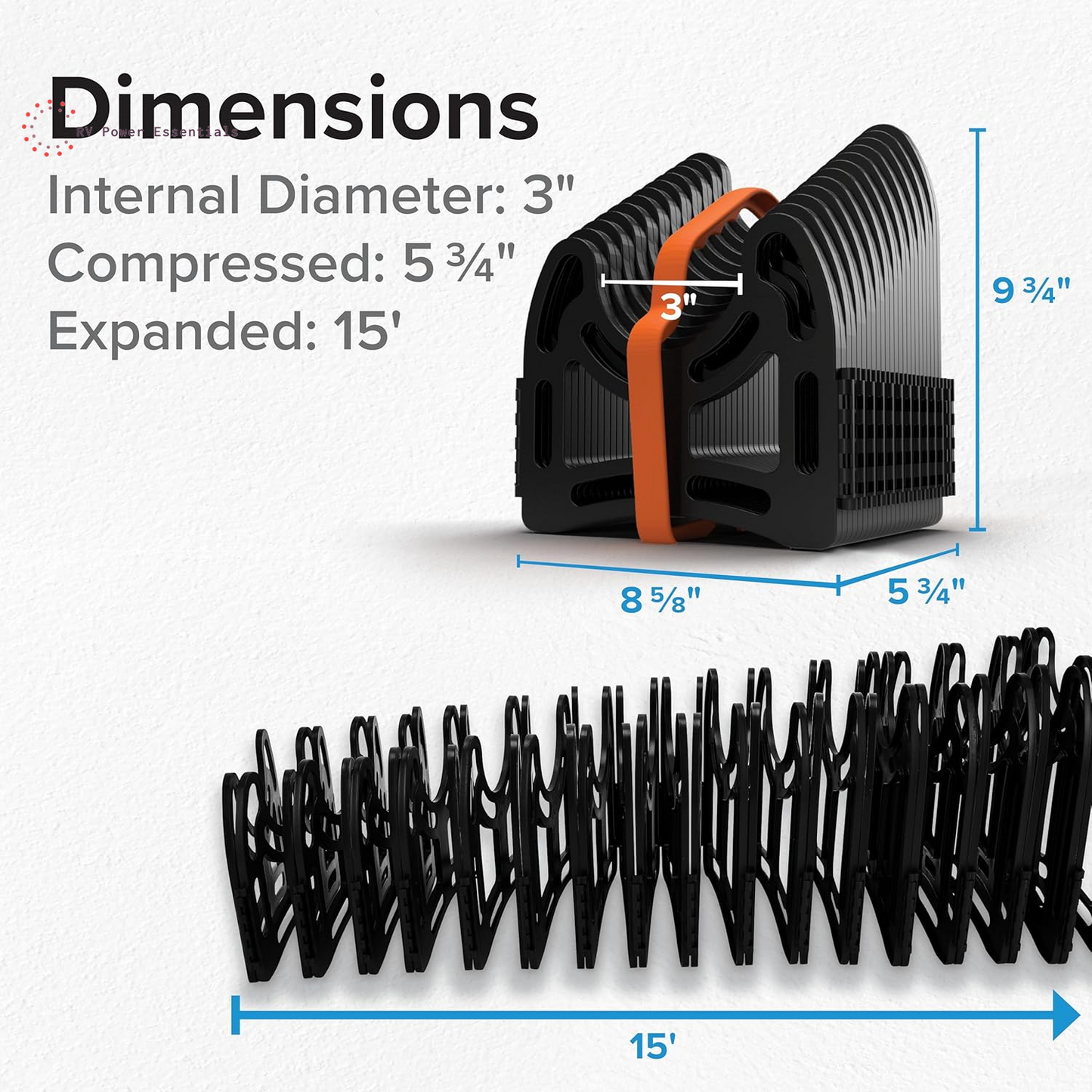 Camco Sidewinder 15-Ft RV Sewer Hose Support - Features Flexible Telescoping Design for Avoiding Obstacles & Deep Cradles Secure RV Sewer Hose - Out-Of-The-Box Ready & Folds for RV Storage (43043)