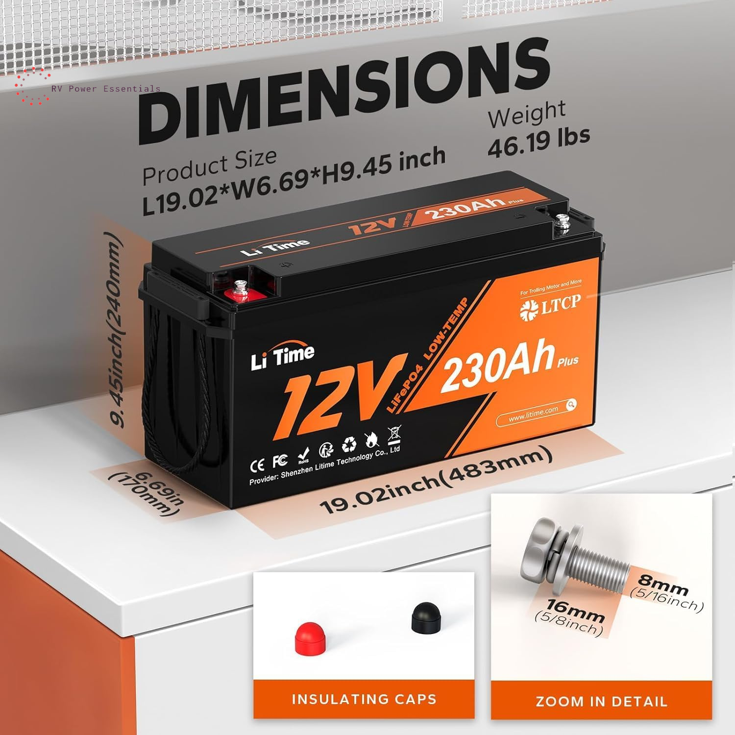 Litime 12V 230Ah LiFePO4 Battery | 4000+ Deep Cycles, Low-Temp Protection, 200A BMS | Backup Power for RVs, Marine, Boats, Trolling Motors & Home Energy