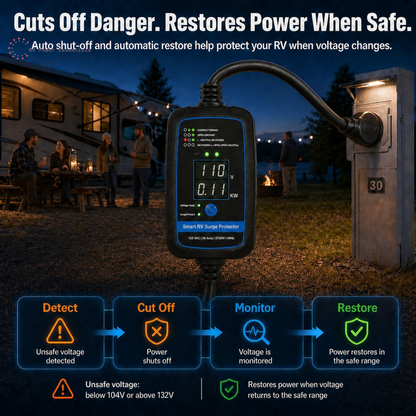 RV Surge Protector 30A or 50A with LED Circuit Analyzer — Bluetooth Smart App Option