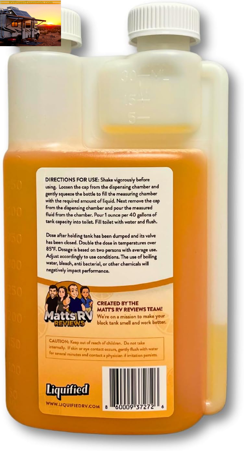 Liquified RV Toilet Treatment - Black Holding Tank Digester - Odor Eliminator - Orange Scent - Matts RV Reviews (Orange, 16Oz)