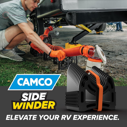 Camco Sidewinder 15-Ft RV Sewer Hose Support - Features Flexible Telescoping Design for Avoiding Obstacles & Deep Cradles Secure RV Sewer Hose - Out-Of-The-Box Ready & Folds for RV Storage (43043)