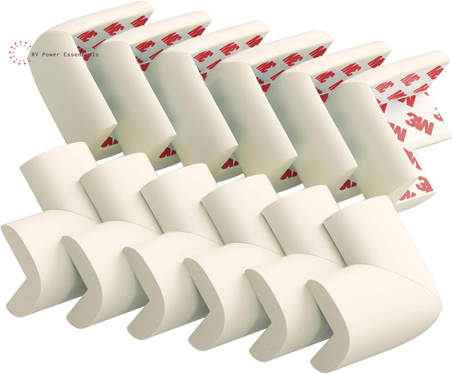 12 Pack Soft Corner Protector Baby Proofing Edge and Corner Guards - Pre-Taped Safety Rubber Corner Covers for Furniture, Fireplace, Stair, Cabinet (Brown) - RV Power Essentials