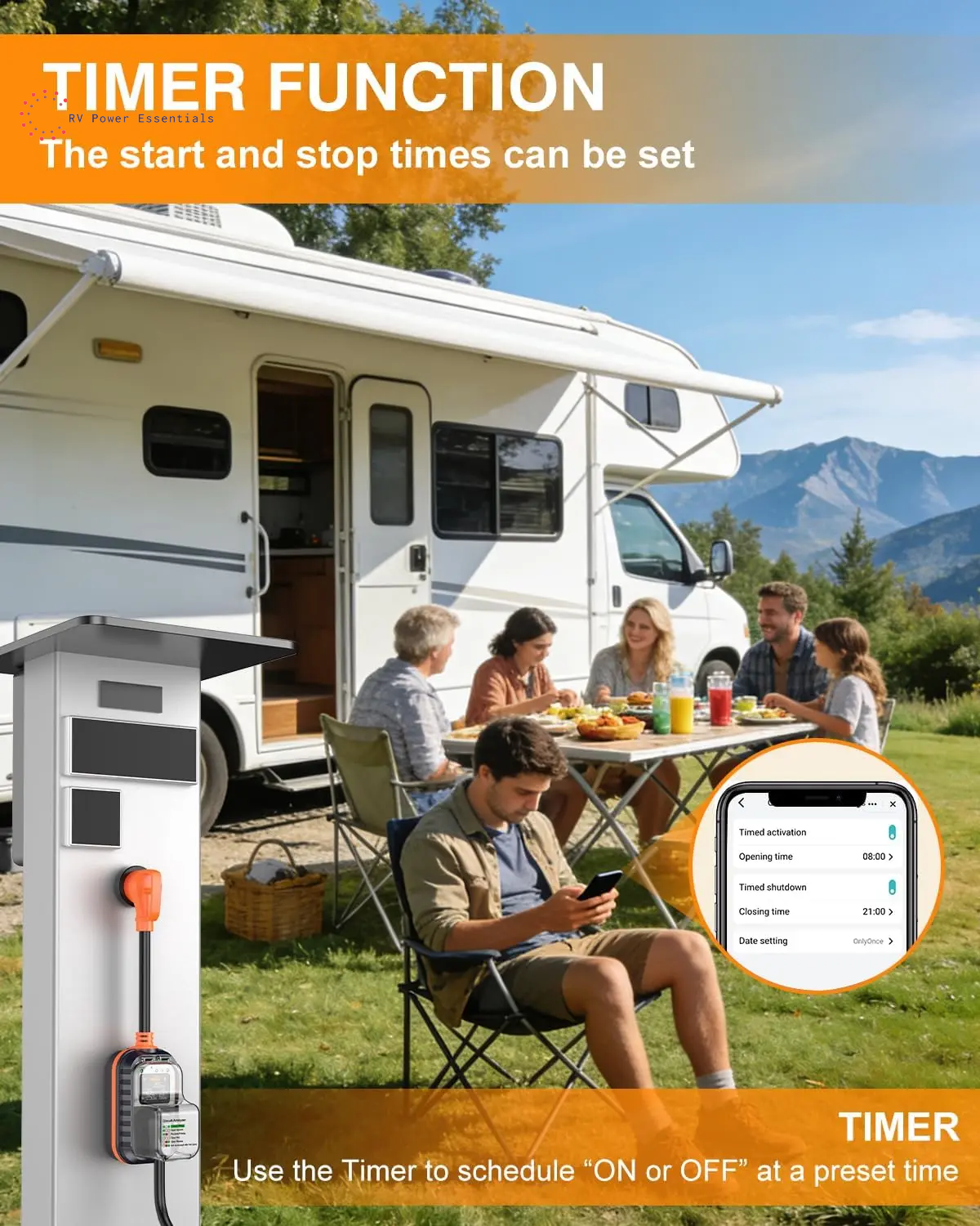 2026 New-Gen RV Surge Protector 30 Amp with Bluetooth & APP, 15000J Circuit Analyzer with Large LED Screen, Real-Time Monitoring, IP68 Waterproof with Protective Cover for RV Camper Travel Trailer