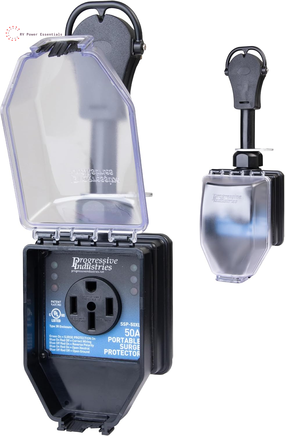Progressive Industries SSP-30XL Portable RV Smart Surge Protector, Black, 30 Amp