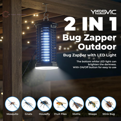 YISSVIC Bug Zapper Outdoor Indoor Waterproof Electric Mosquito Lamp Fly Zapper Killer Effective 4200V Plug in for Home Patio Office Courtyard