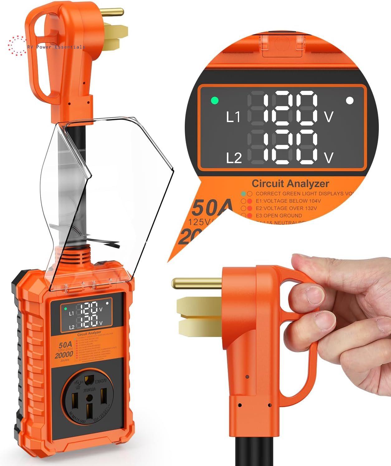 30A/50A High-Joule RV Surge Protector with LED Circuit Analyzer