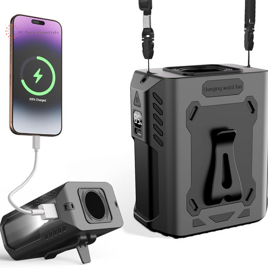 	Wearable Waist Clip Fan – 10,000mAh Rechargeable | Stay Cool Anywhere for 24 Hours