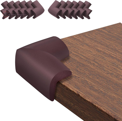 12 Pack Soft Corner Protector Baby Proofing Edge and Corner Guards - Pre-Taped Safety Rubber Corner Covers for Furniture, Fireplace, Stair, Cabinet (Brown) - RV Power Essentials