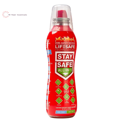 LifeSafe Technologies StaySafe All-In-1 Portable Fire Extinguisher Spray | Compact, Non-Toxic Fire Spray for Home, Kitchen, RV & Garage | Extinguishes 10 Types of Fires Safely