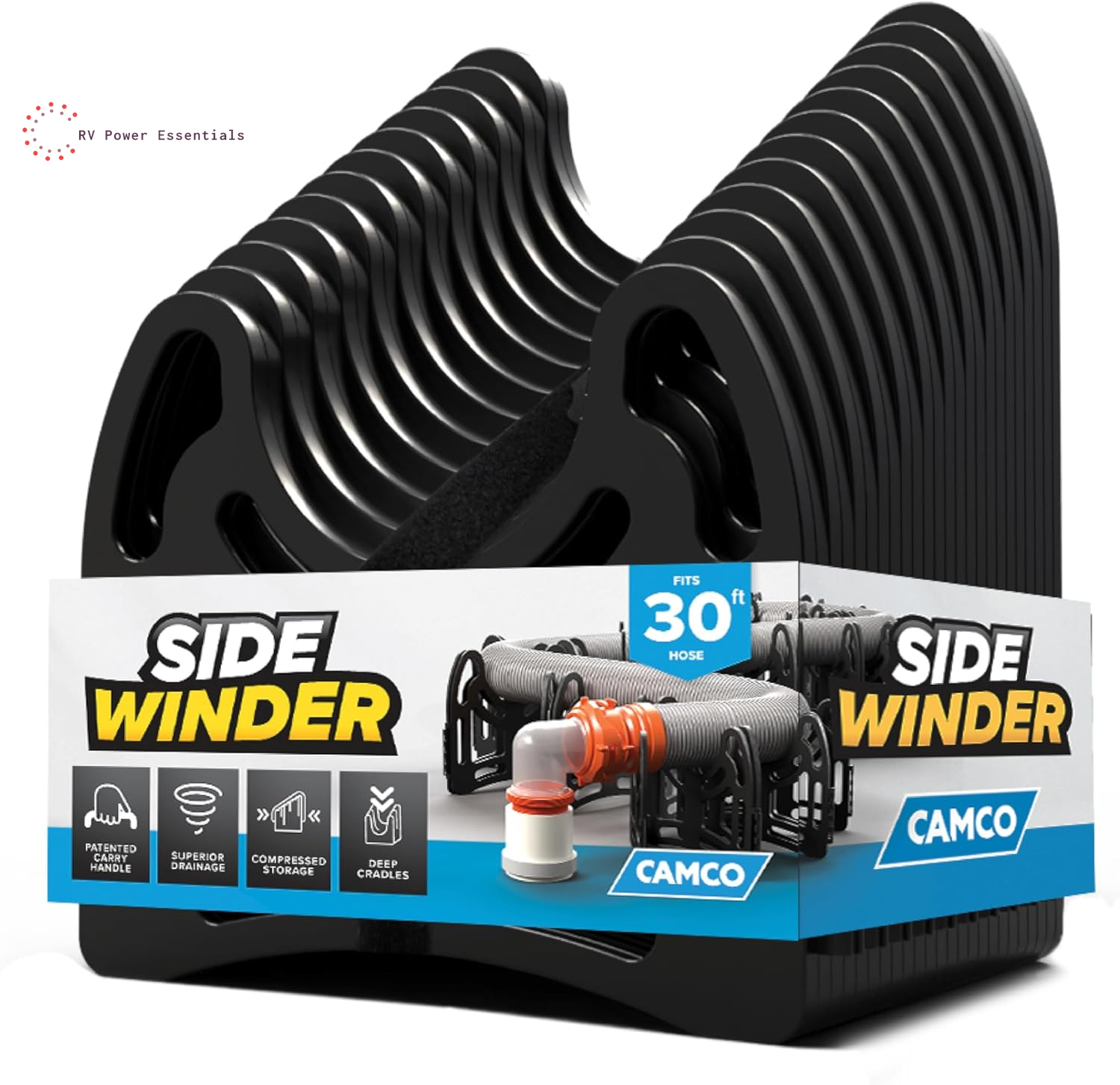 Camco Sidewinder 15-Ft RV Sewer Hose Support - Features Flexible Telescoping Design for Avoiding Obstacles & Deep Cradles Secure RV Sewer Hose - Out-Of-The-Box Ready & Folds for RV Storage (43043)