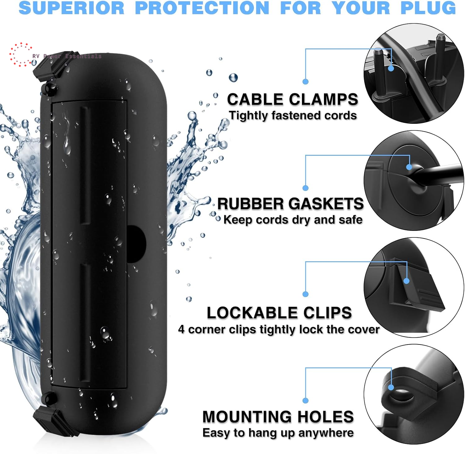 Flemoon Outdoor Waterproof Extension Cord Safety Cover [3/6/9 Pack] – Heavy-Duty Weatherproof Plug & Outlet Protector for RVs, Outdoor Power & Holiday Lighting